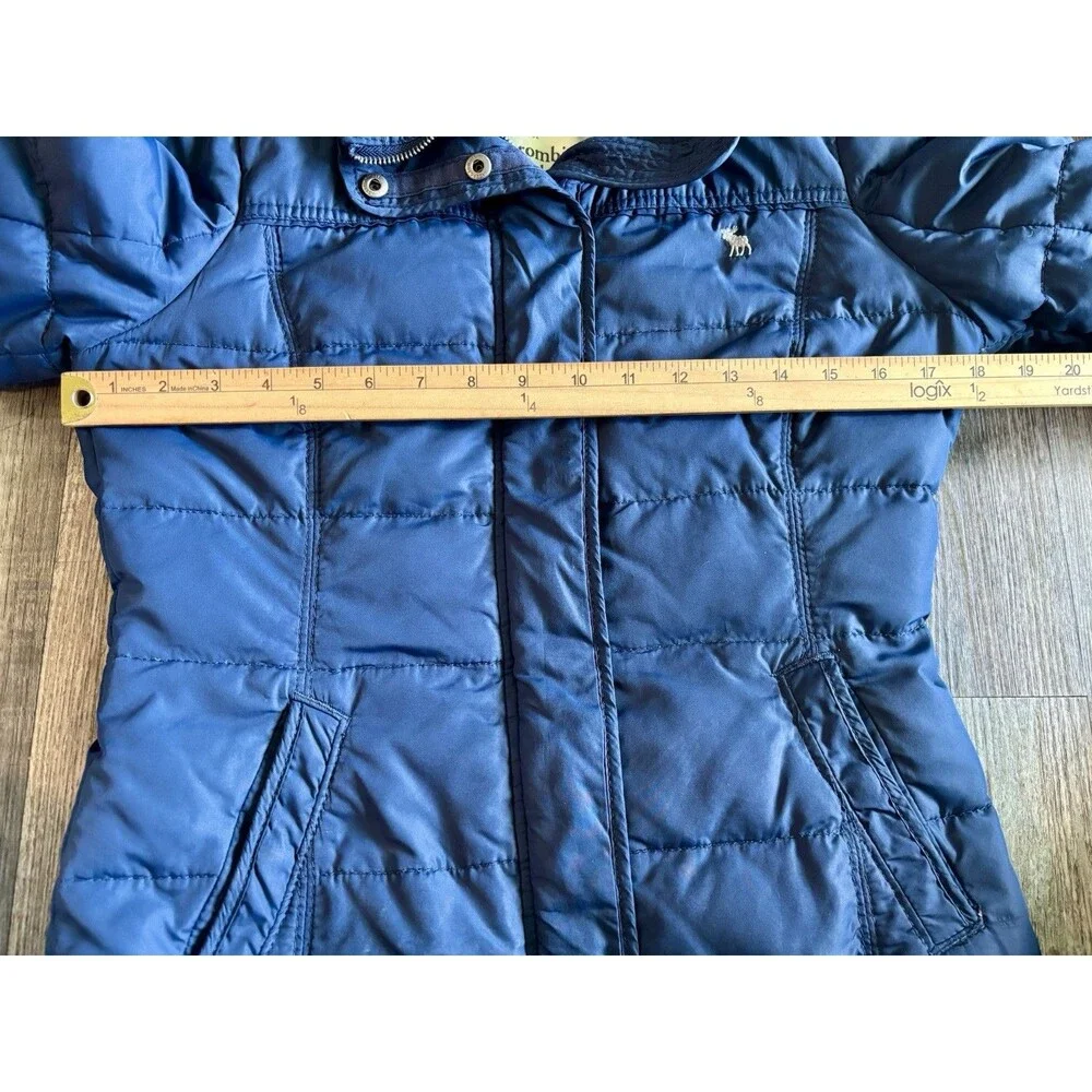 Abercrombie & Fitch Y2K Navy Blue Quilted Full Zip Moose Puffer Jacket Medium
